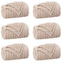 Produktbild för Filtar 6 pcs Beige 240 x 220 cm Fleece