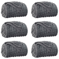 Produktbild för Filtar 6 pcs Mörkgrå 240 x 220 cm Fleece