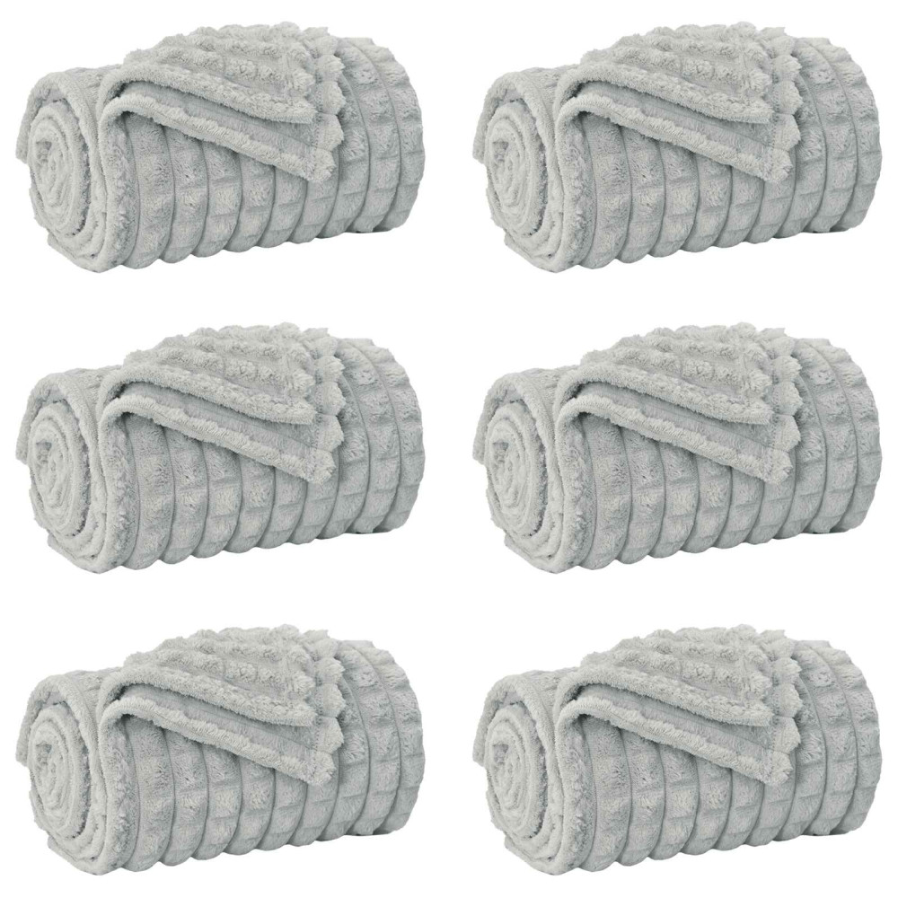 Produktbild för Filtar 6 pcs Grå 240 x 220 cm Fleece