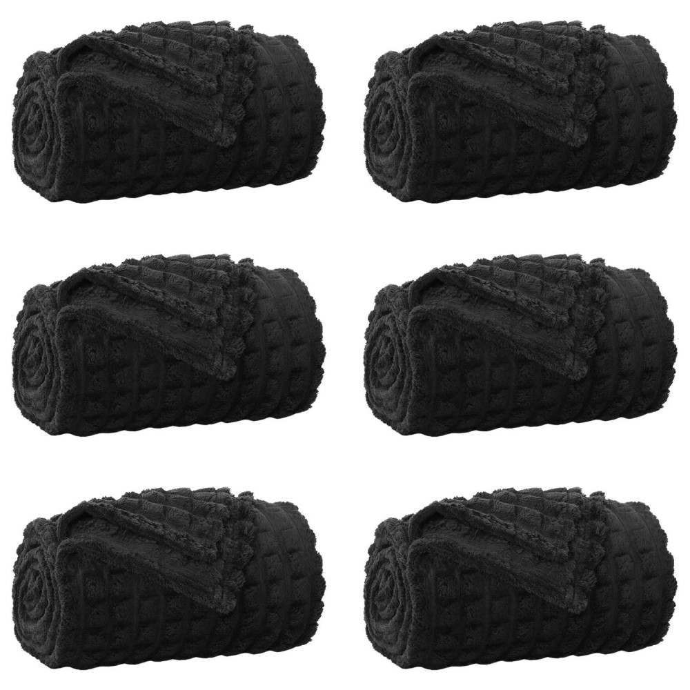 Produktbild för Filtar 6 pcs Svart 150 x 130 cm Fleece