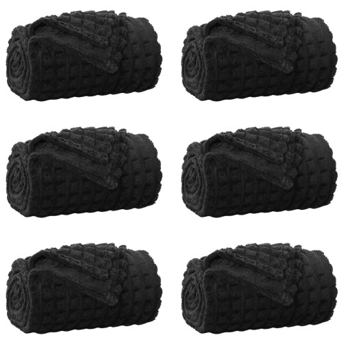 vidaXL Filtar 6 pcs Svart 240 x 220 cm Fleece