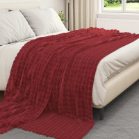 Produktbild för Filtar 6 pcs Bordeaux Röd 240 x 220 cm Fleece