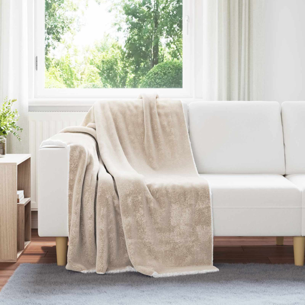 Produktbild för Kastfilt Beige 130 x 150 cm Fleece