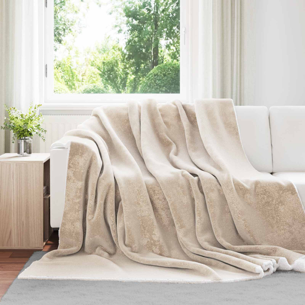 Produktbild för Kastfilt Beige 220 x 240 cm Fleece