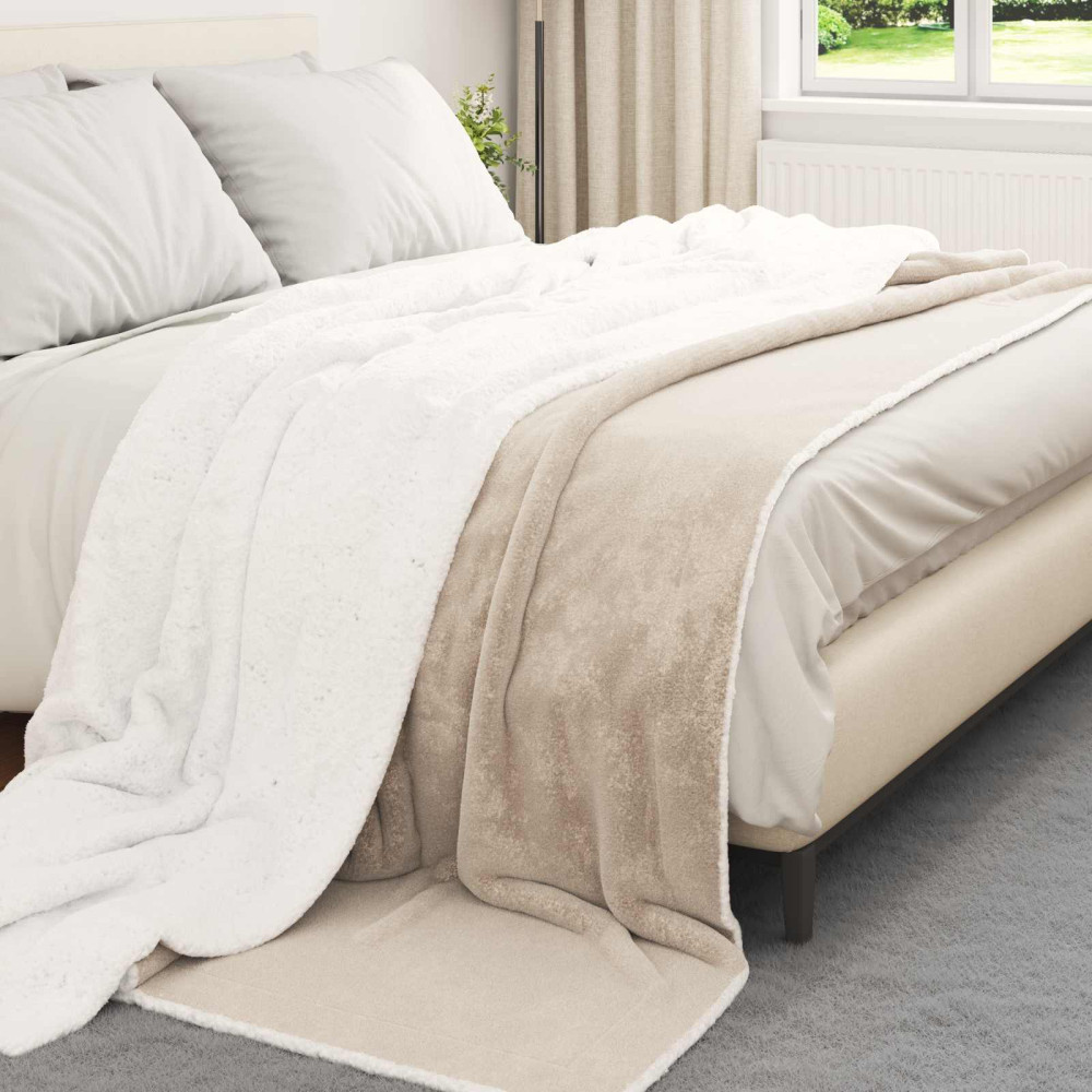 Produktbild för Kastfilt Beige 220 x 240 cm Fleece