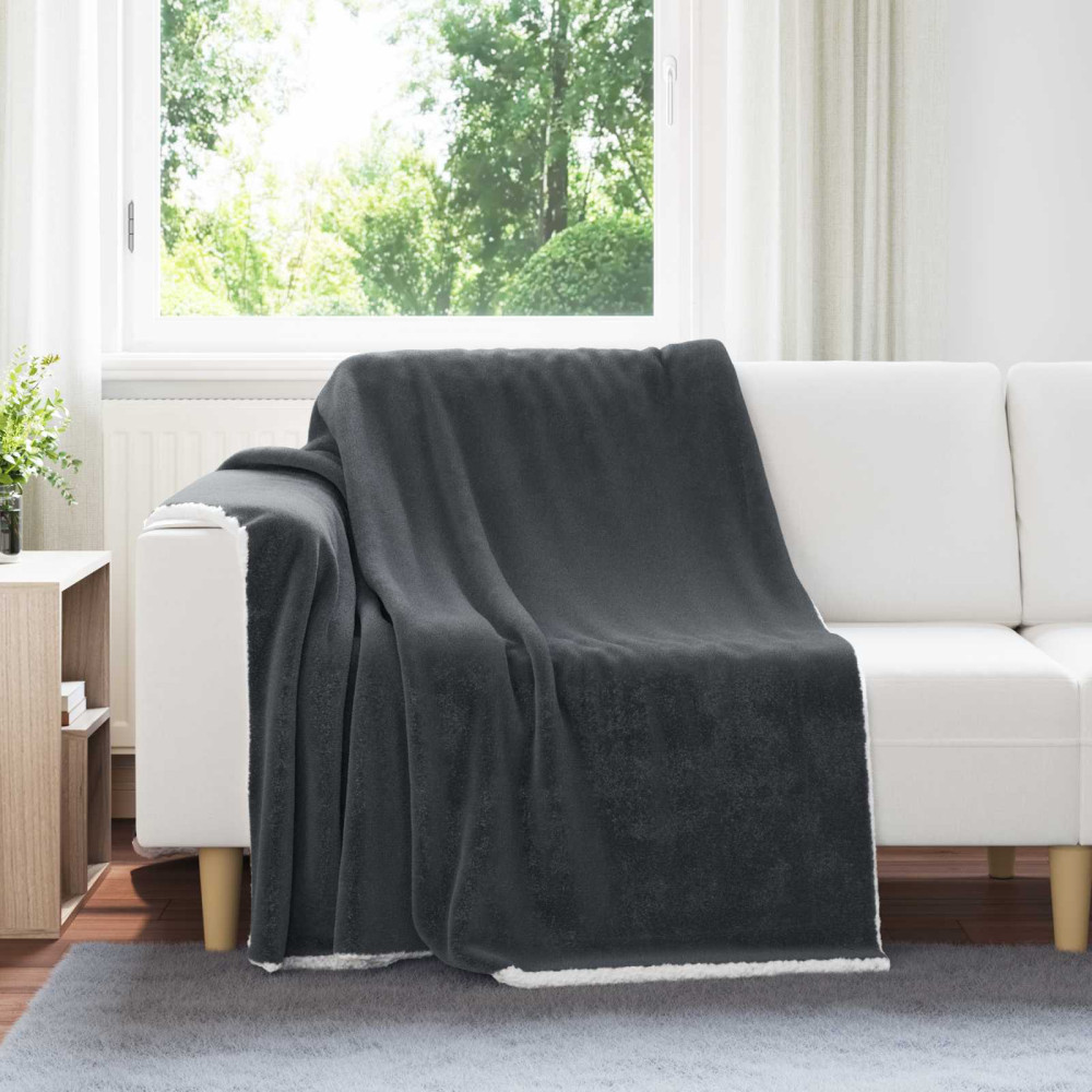 Produktbild för Kastfilt Mörkgrå 150 x 200 cm Fleece