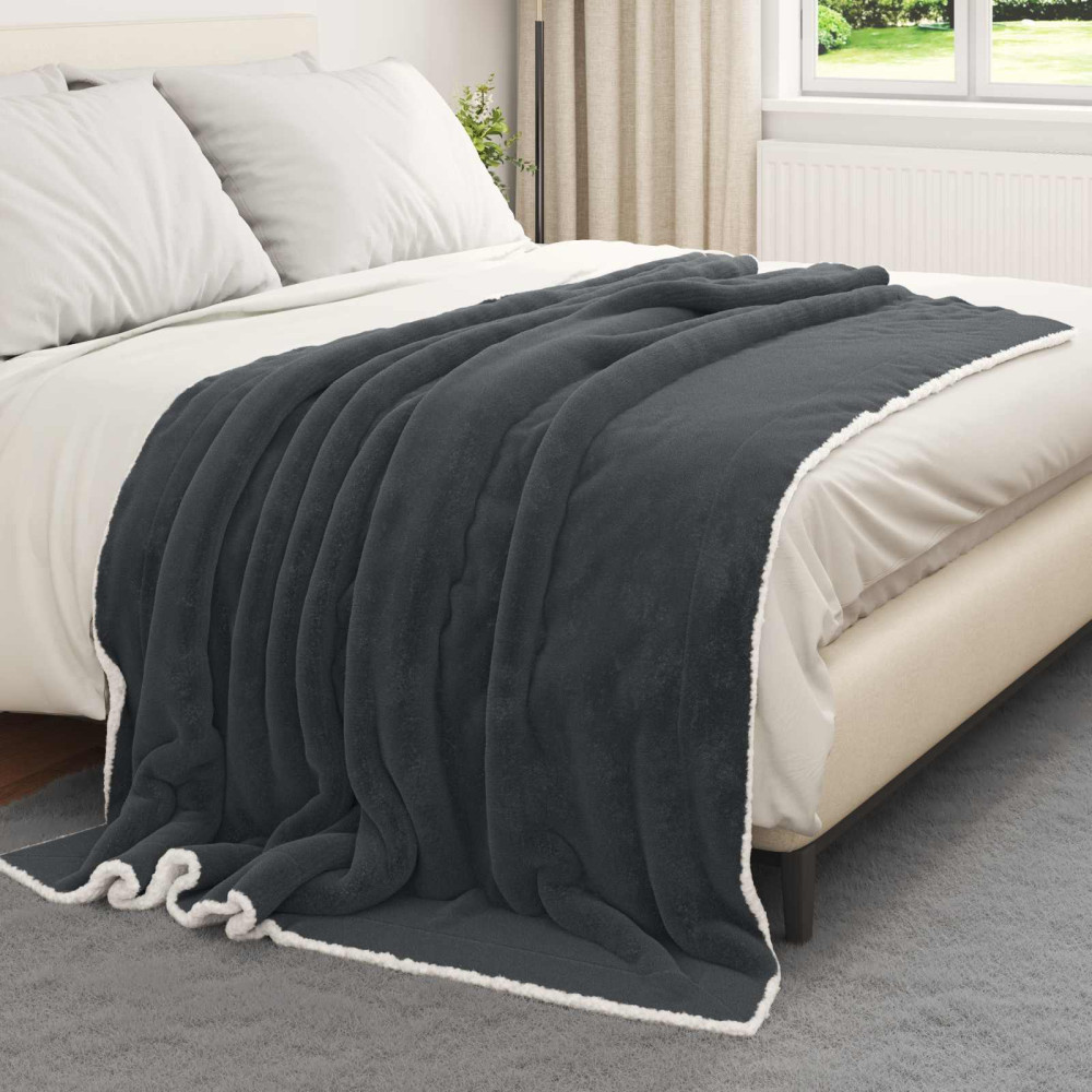 Produktbild för Kastfilt Mörkgrå 150 x 200 cm Fleece