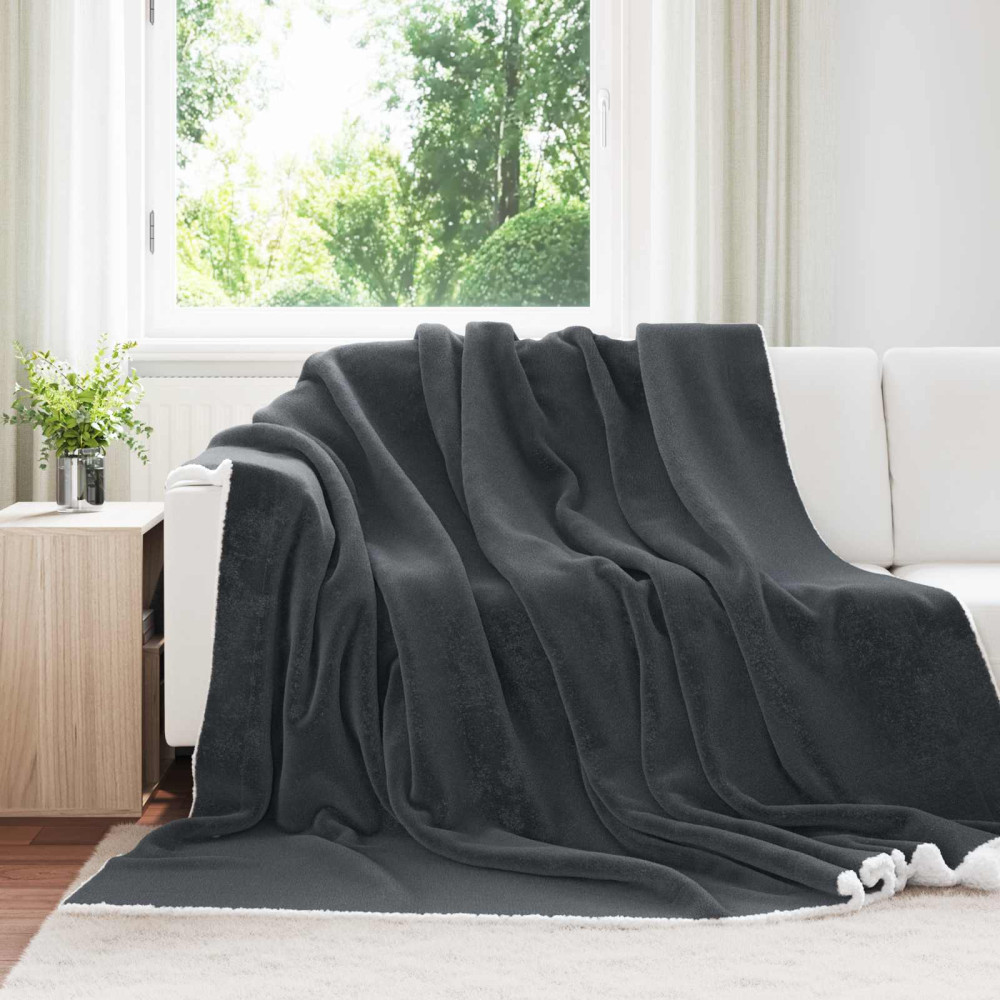 Produktbild för Kastfilt Mörkgrå 220 x 240 cm Fleece