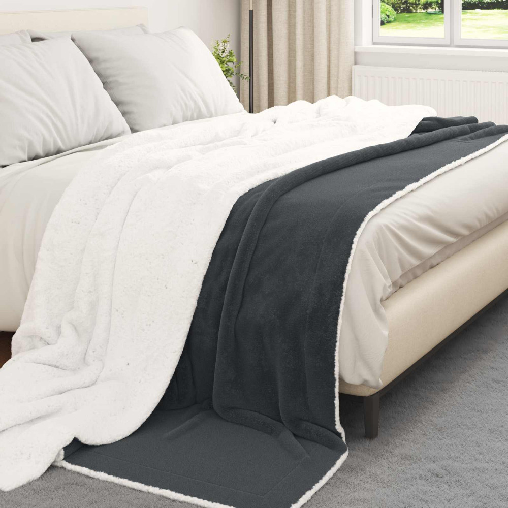 Produktbild för Kastfilt Mörkgrå 220 x 240 cm Fleece