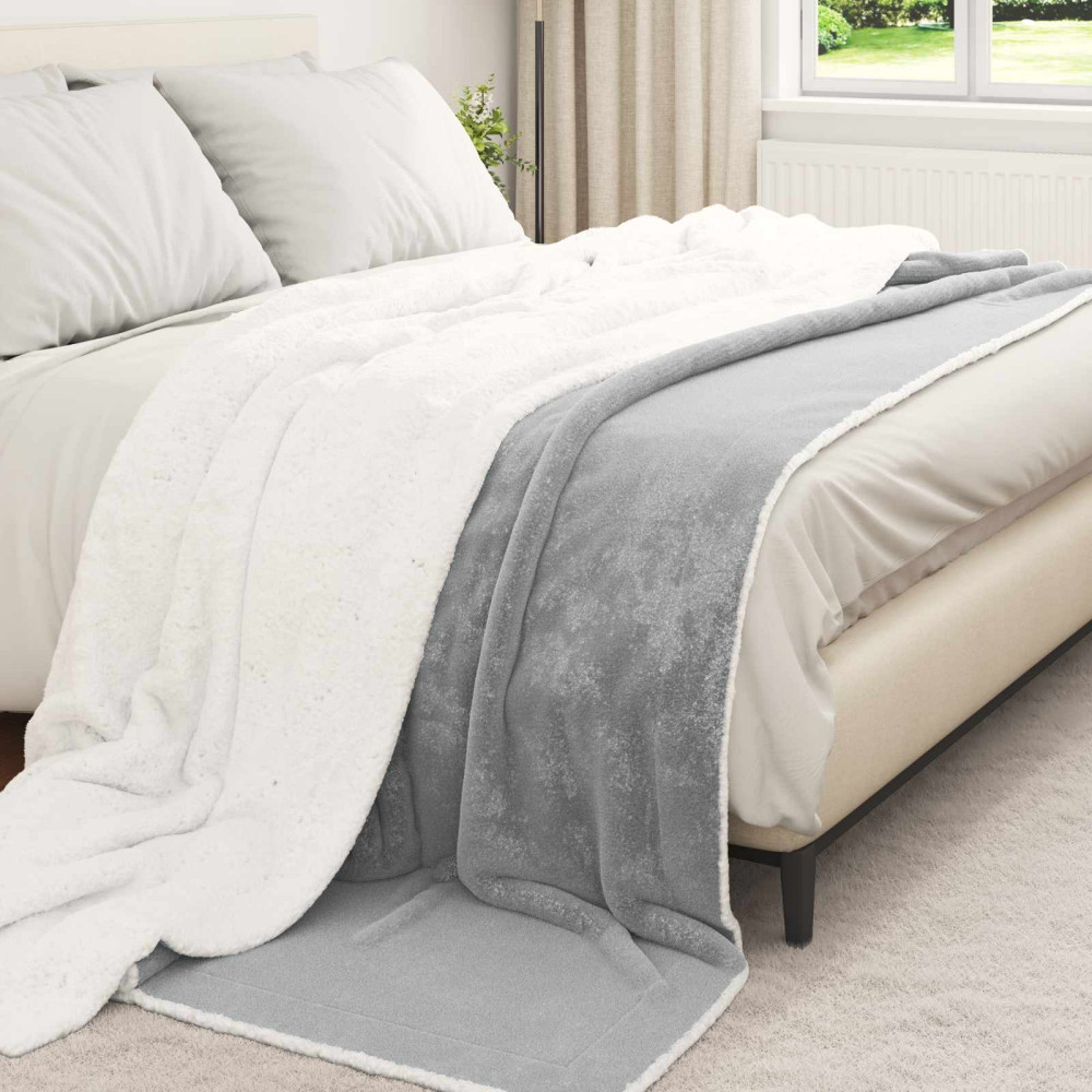 Produktbild för Kastfilt Grå 240 x 270 cm Fleece