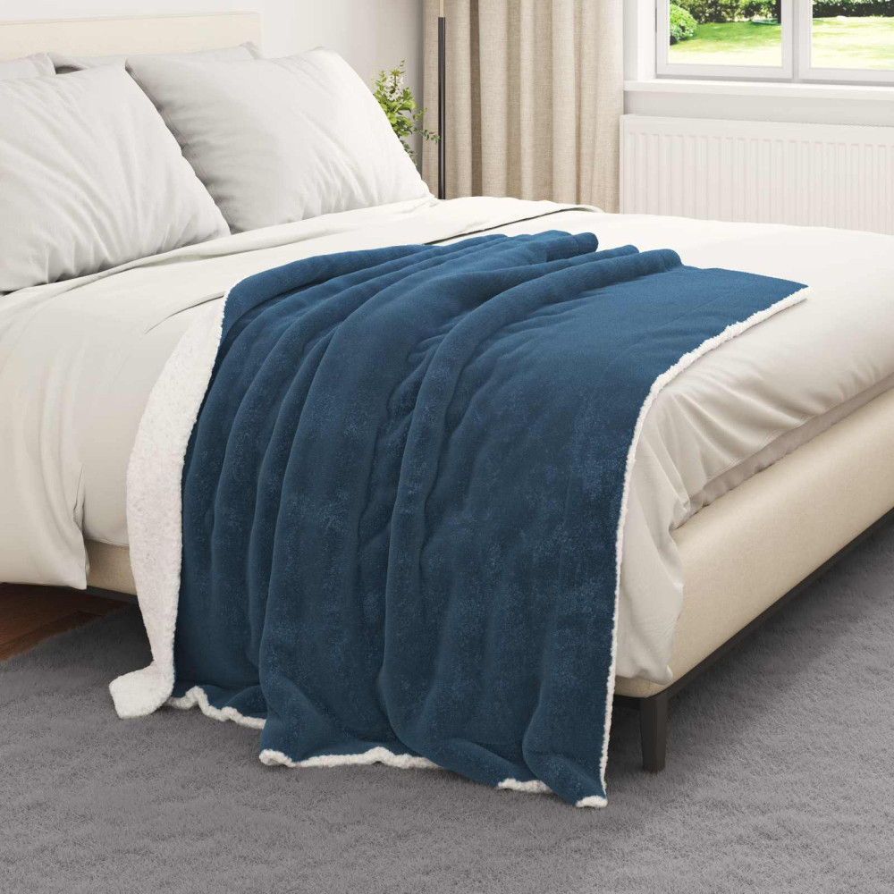 Produktbild för Kastfilt Mörkblå 130 x 150 cm Fleece