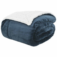 Produktbild för Kastfilt Mörkblå 130 x 150 cm Fleece