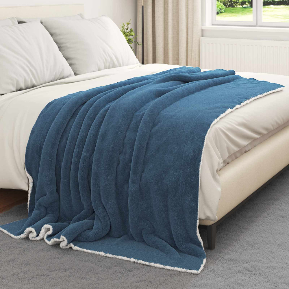 Produktbild för Kastfilt Mörkblå 150 x 200 cm Fleece