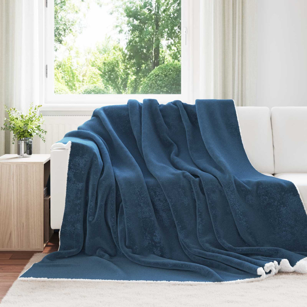 Produktbild för Kastfilt Mörkblå 220 x 240 cm Fleece
