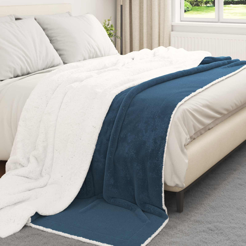 Produktbild för Kastfilt Mörkblå 220 x 240 cm Fleece