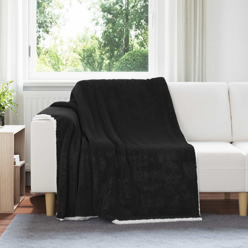 Produktbild för Kastfilt Svart 150 x 200 cm Fleece