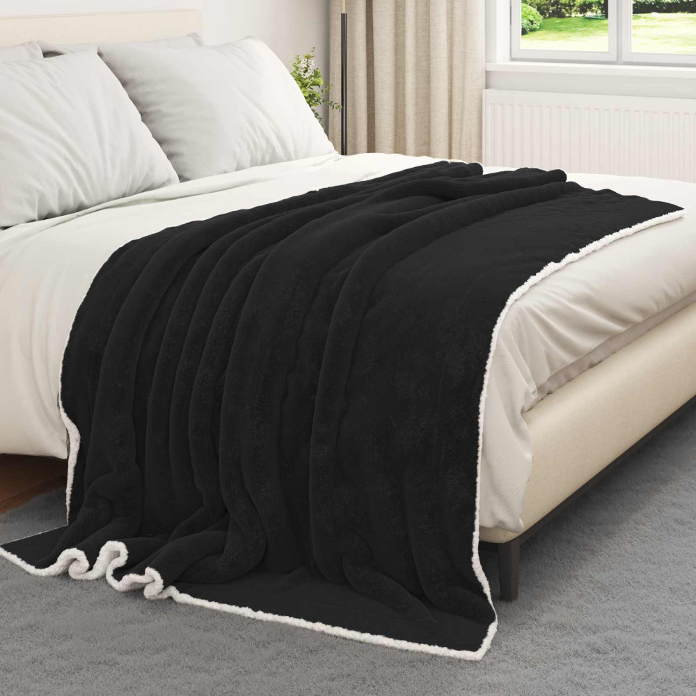 Produktbild för Kastfilt Svart 150 x 200 cm Fleece