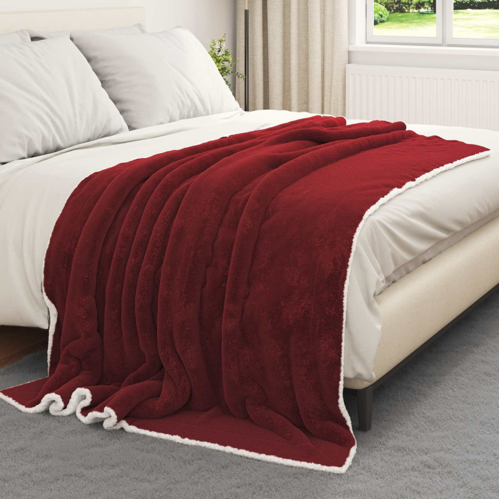 Produktbild för Kastfilt Bordeaux Röd 150 x 200 cm Fleece