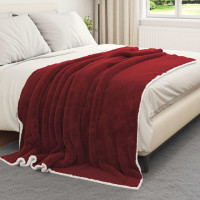 Produktbild för Kastfilt Bordeaux Röd 150 x 200 cm Fleece