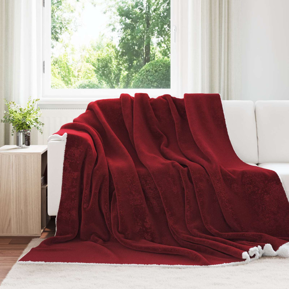 Produktbild för Kastfilt Bordeaux Röd 220 x 240 cm Fleece