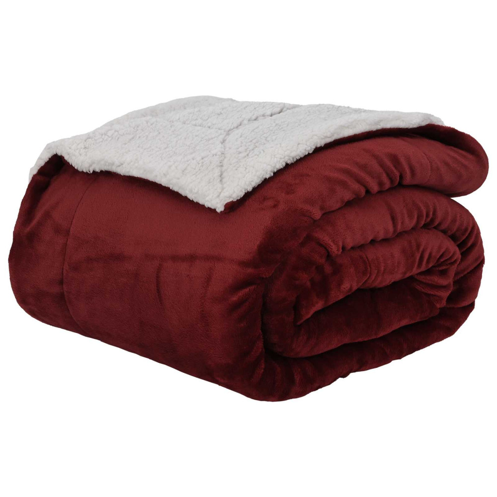 Produktbild för Kastfilt Bordeaux Röd 240 x 270 cm Fleece
