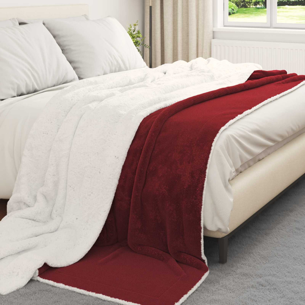 Produktbild för Kastfilt Bordeaux Röd 240 x 270 cm Fleece