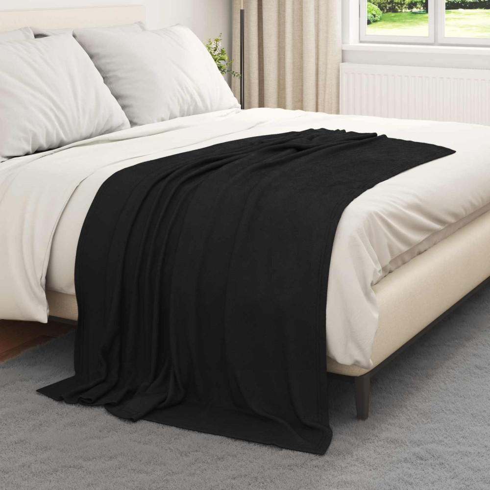 Produktbild för Kastfilt Svart 170 x 130 cm Fleece