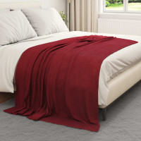Produktbild för Kastfilt Bordeaux Röd 200 x 150 cm Fleece