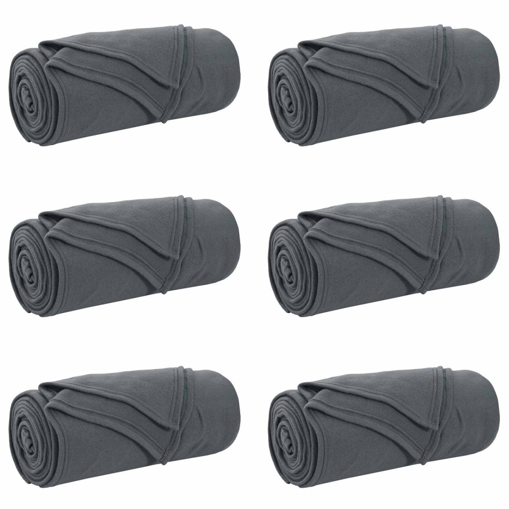 Produktbild för Filtar 6 pcs Mörkgrå 170 x 130 cm Fleece