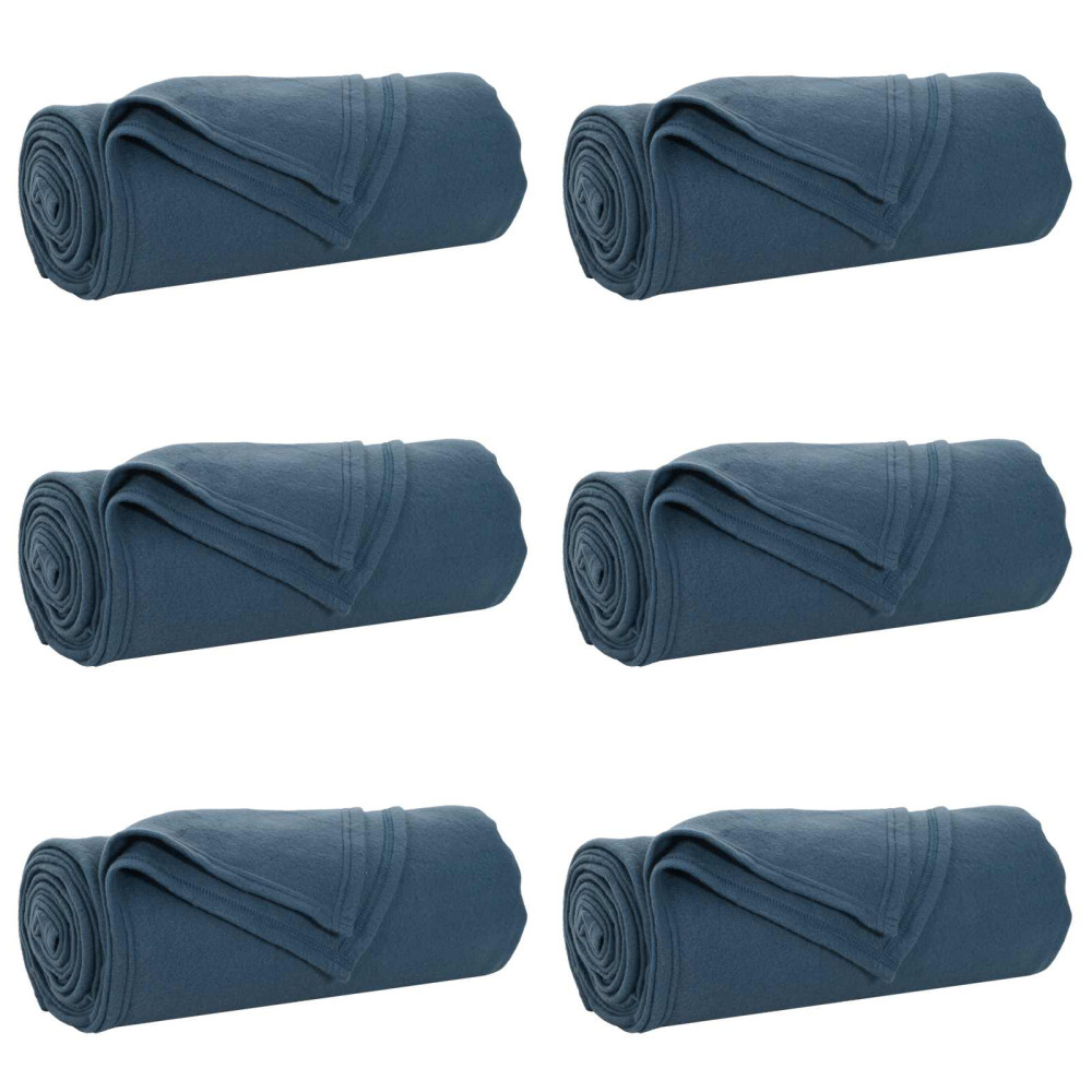 Produktbild för Filtar 6 pcs Mörkblå 200 x 150 cm Fleece