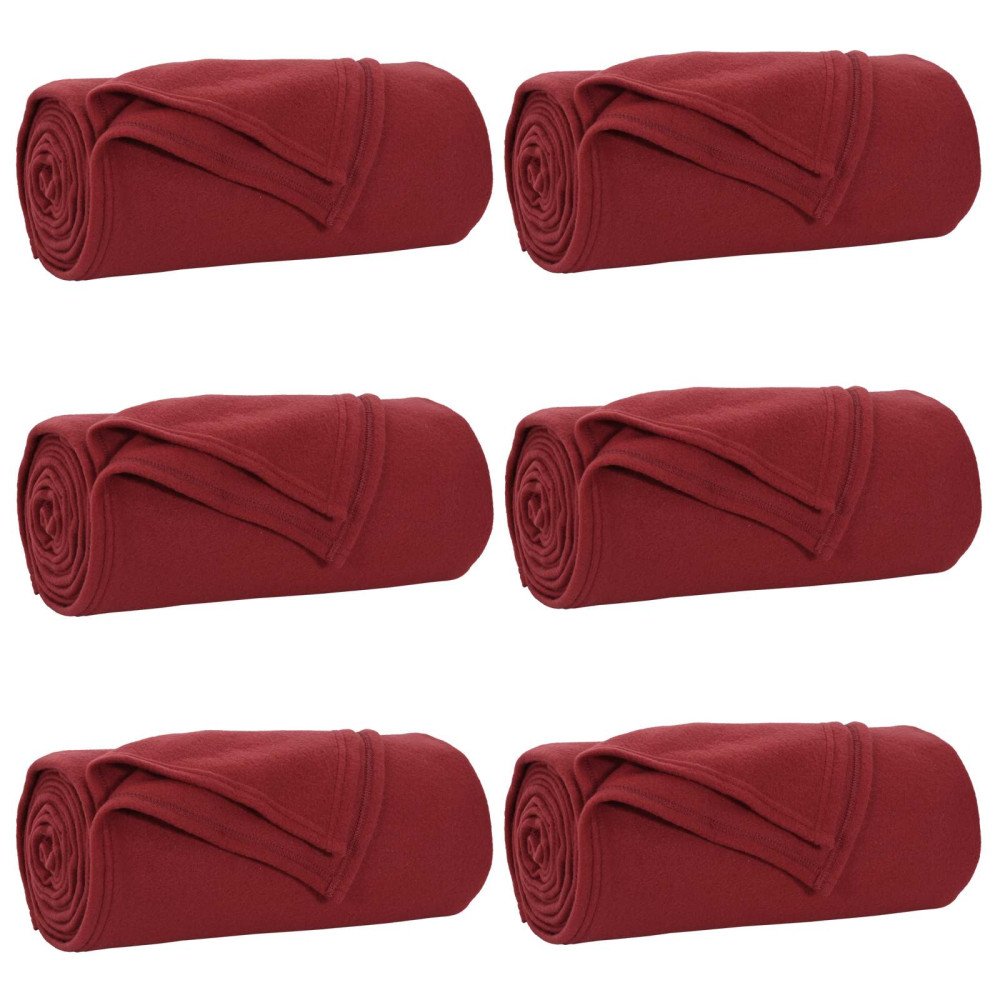 Produktbild för Filtar 6 pcs Bordeaux Röd 200 x 150 cm Fleece