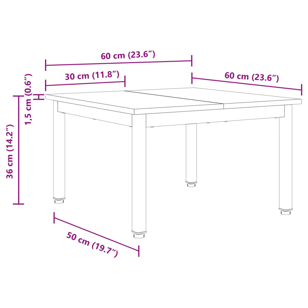 Produktbild för Kaffeebord Svart Ek 60 x 60 x 36 cm Konstruerat trä