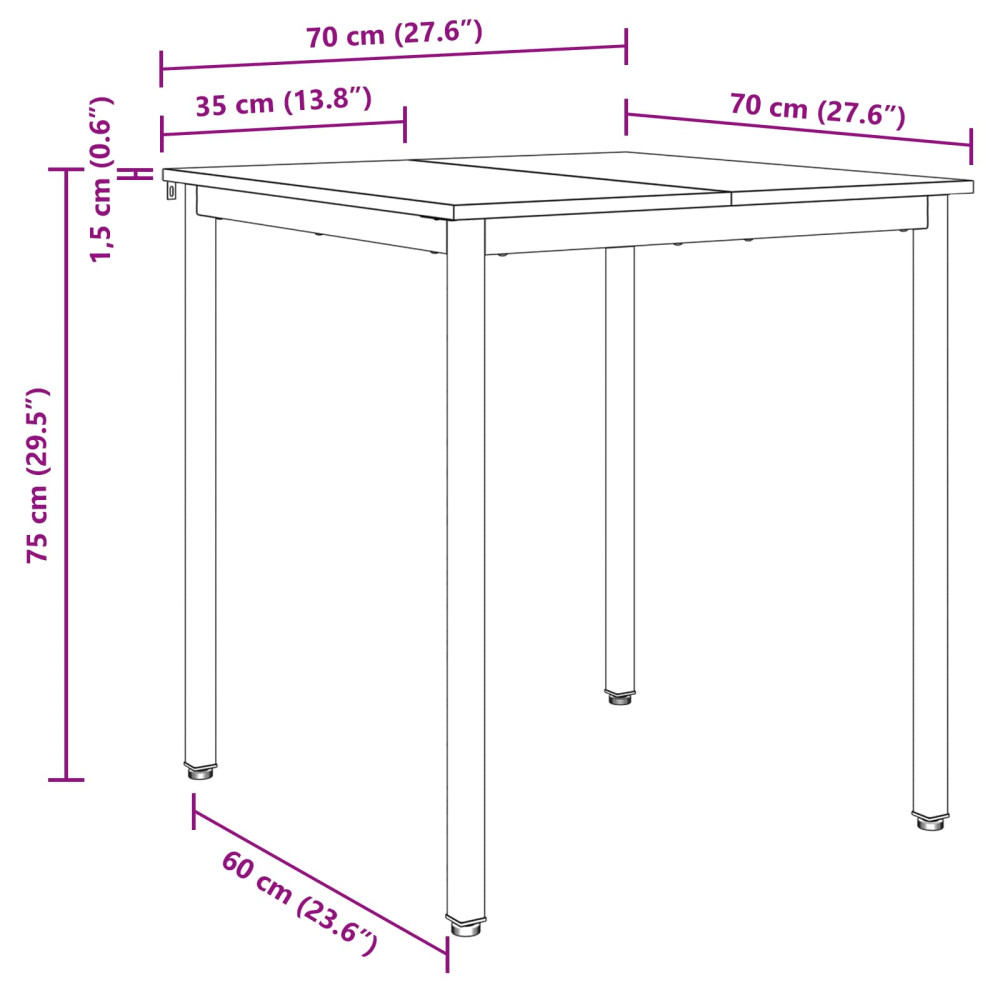Produktbild för Matbord 70 x 70 x 75 cm METALL