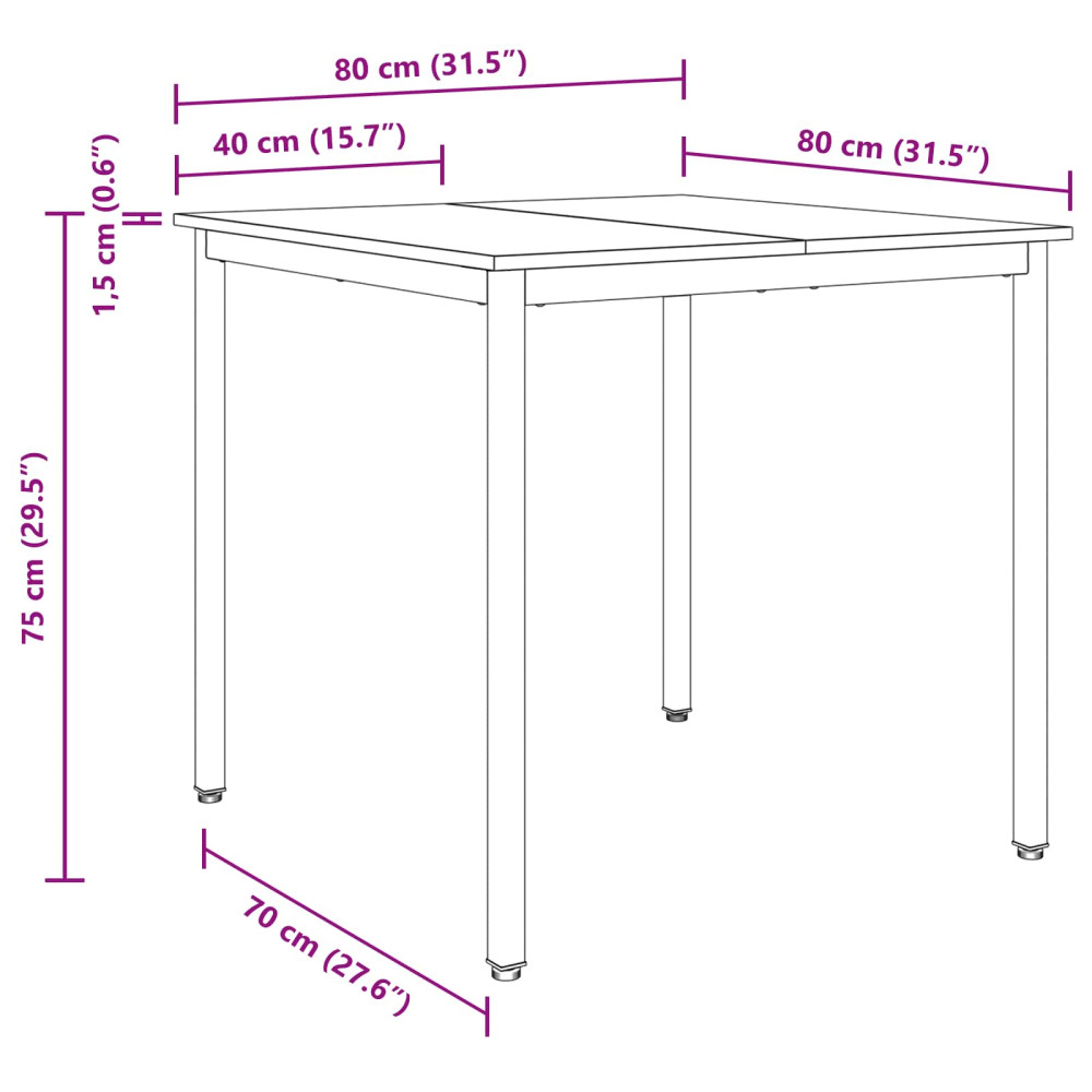 Produktbild för Matbord 80 x 80 x 75 cm METALL
