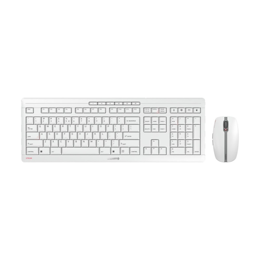 Produktbild för CHERRY STREAM DESKTOP RECHARGE - sats med tangentbord och mus - QWERTY - USA med eurosymbol - blekgrå Inmatningsenhet