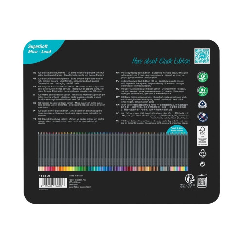 FABER-CASTELL Faber-Castell Black Edition - färgpenna - super mjuk - olika klara färger (paket om 100)