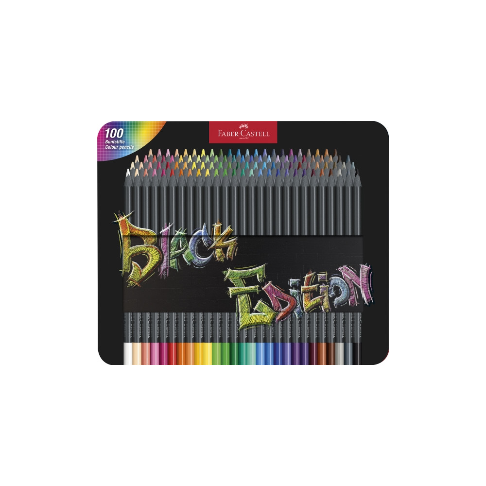 Produktbild för Faber-Castell Black Edition - färgpenna - super mjuk - olika klara färger (paket om 100)