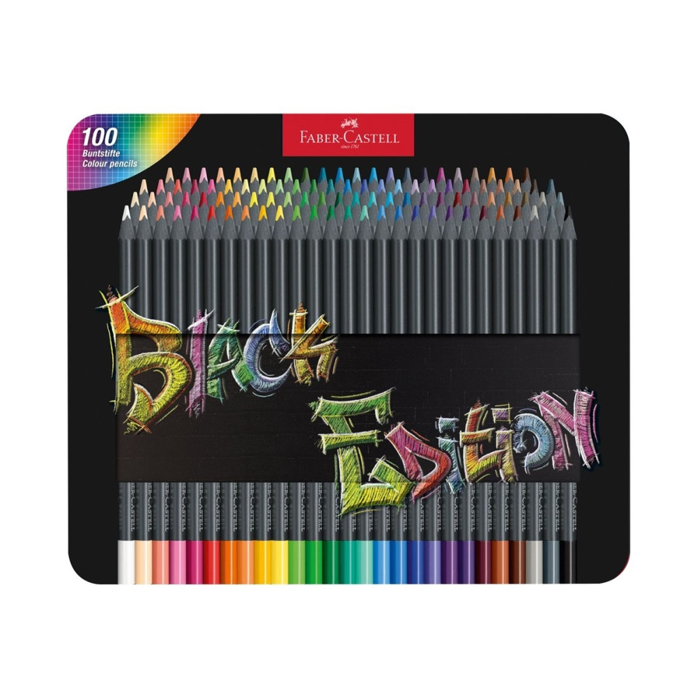 Produktbild för Faber-Castell Black Edition - färgpenna - super mjuk - olika klara färger (paket om 100)