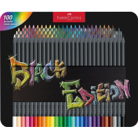 Produktbild för Faber-Castell Black Edition - färgpenna - super mjuk - olika klara färger (paket om 100)