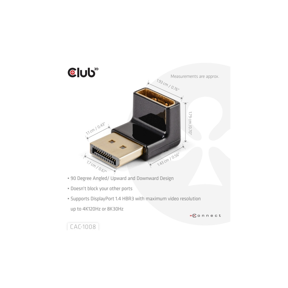 Produktbild för Club 3D - DisplayPort-adapter - DisplayPort till DisplayPort