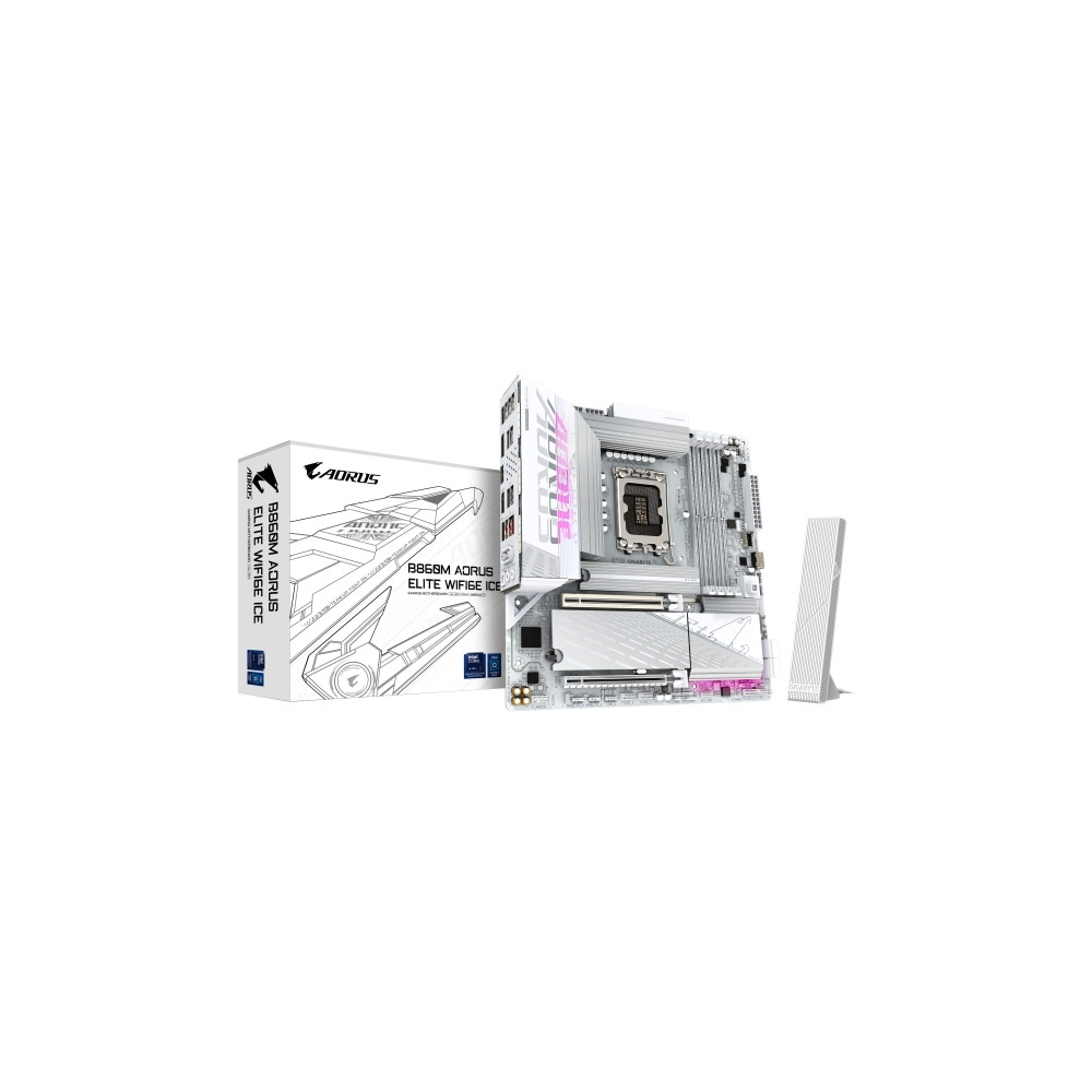 Produktbild för AORUS B860M ELITE WIFI6E ICE - moderkort - micro ATX - LGA1851-uttag - AMD B850