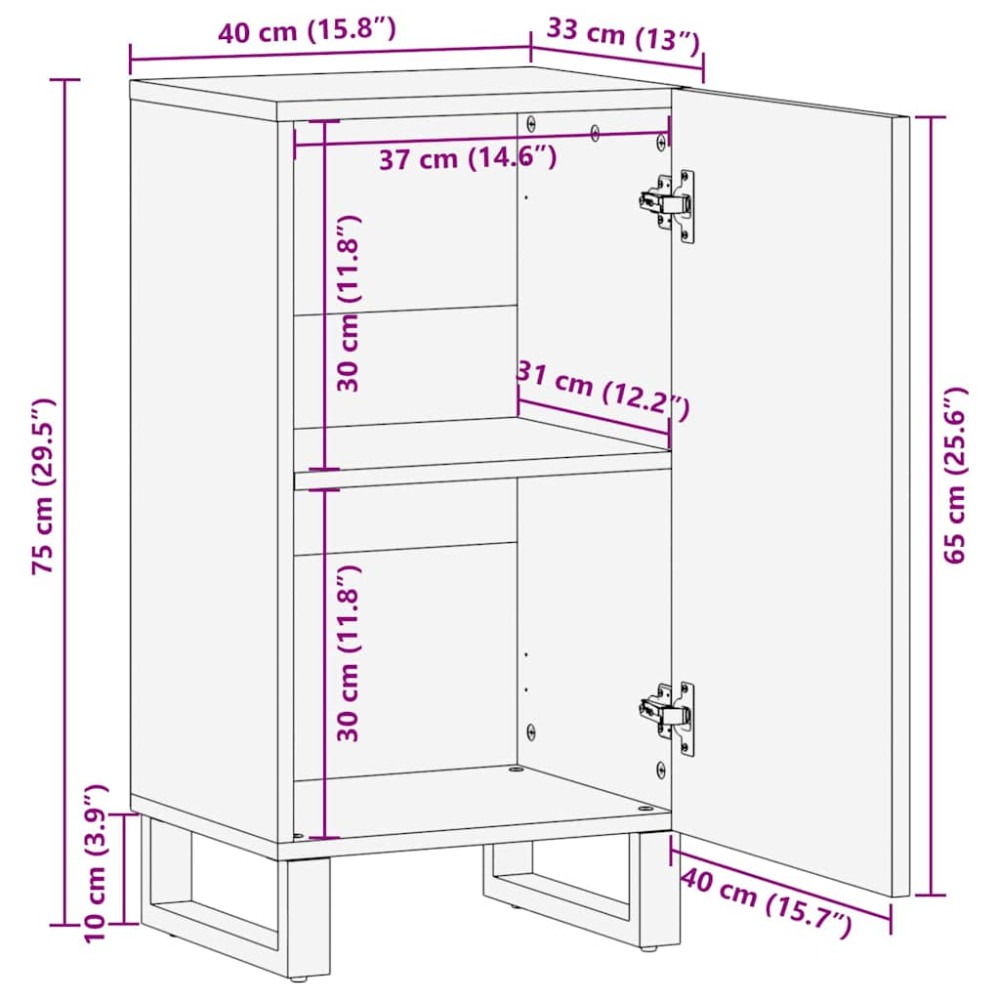 Produktbild för Sideboard med lagring Brun 40 x 33 x 75 cm Massivt mangoträ
