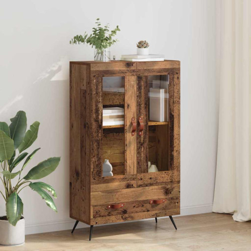 vidaXL Skåp Gammalt trä 69,5 x 31 x 115 cm Konstruerat trä och glas
