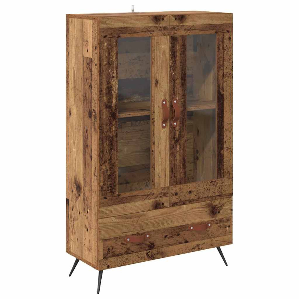 Produktbild för Skåp Gammalt trä 69,5 x 31 x 115 cm Konstruerat trä och glas