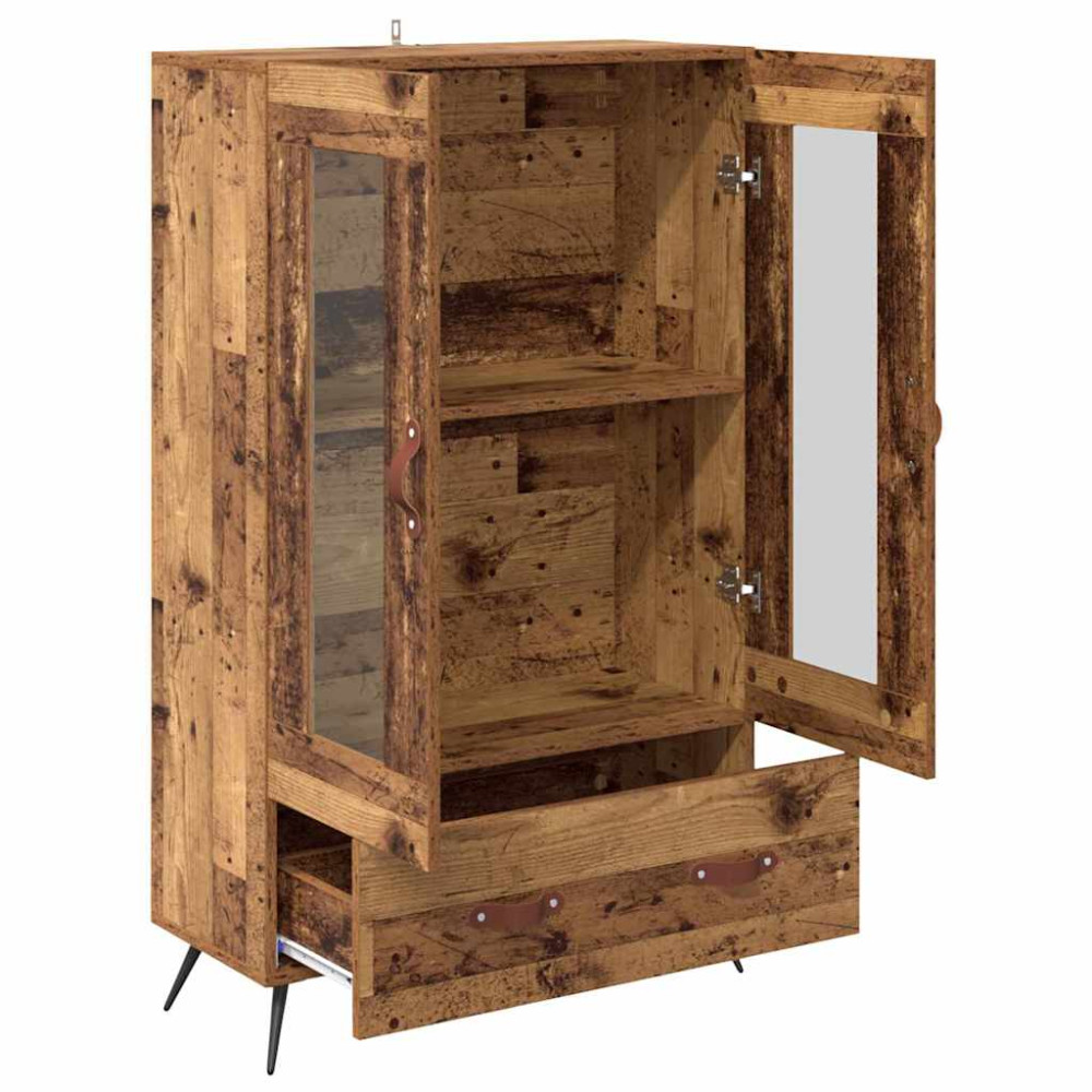 Produktbild för Skåp Gammalt trä 69,5 x 31 x 115 cm Konstruerat trä och glas