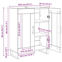 Produktbild för Sideboard Gammalt trä 69,5 x 34 x 90 cm Konstruerat trä