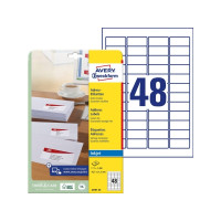 Produktbild för Avery Zweckform J4791 - returadressetiketter - 1200 etikett (er) - 21.2 x 45.7 mm