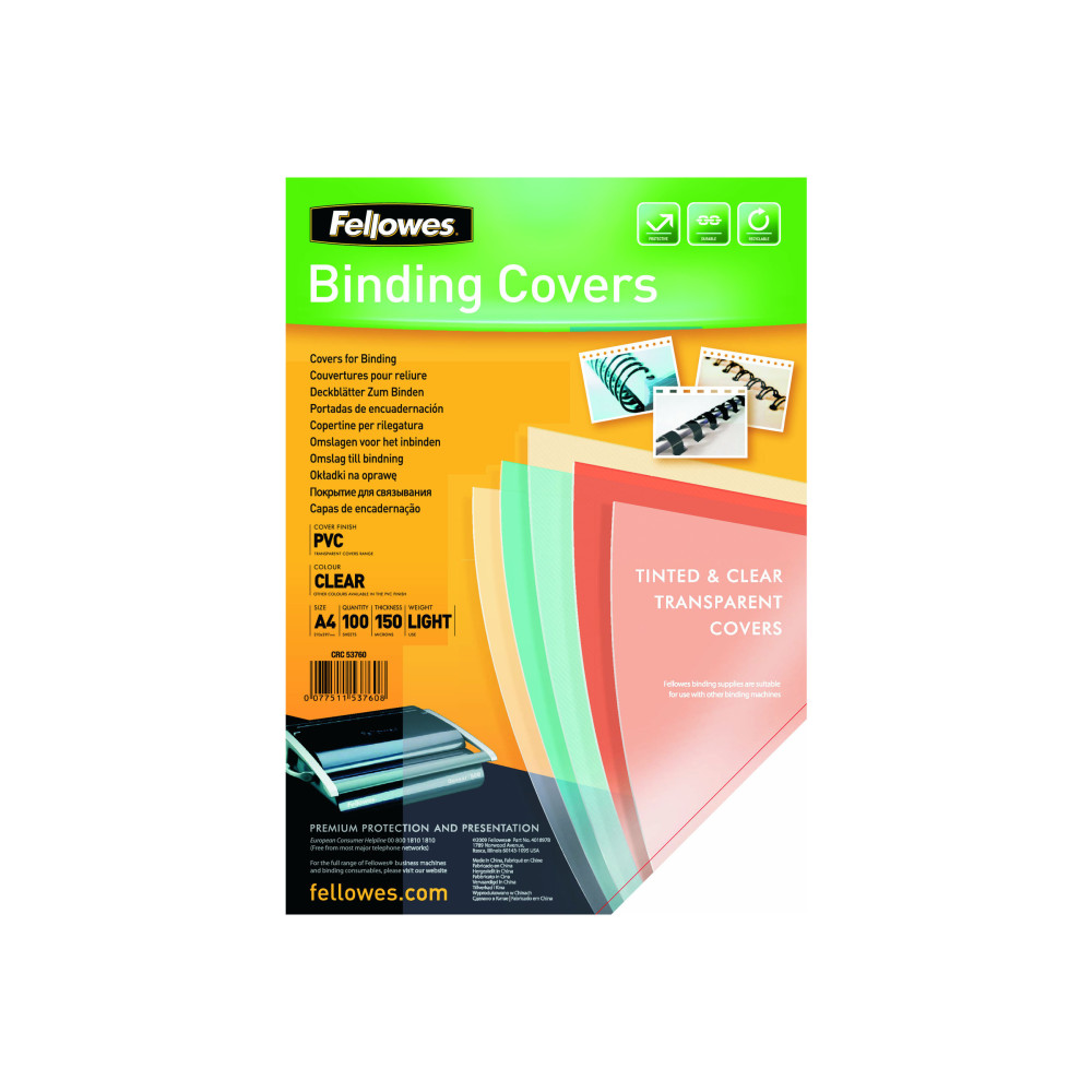 Produktbild för Fellowes Superclear PVC - 100 stk - PVC-bindningsskydd