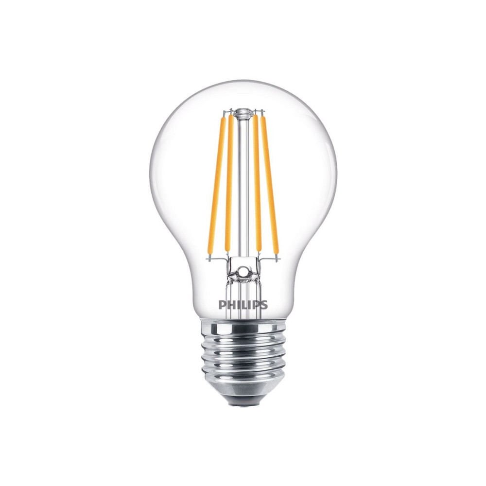 Produktbild för Philips - LED-glödlampa - form: A60 - klar finish - E27 - 8.5 W - varmt vitt ljus - 2700 K