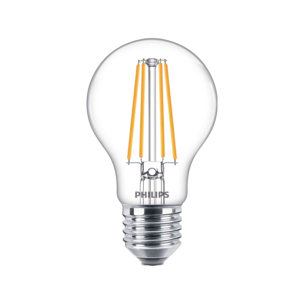 Produktbild för Philips - LED-glödlampa - form: A60 - klar finish - E27 - 8.5 W - varmt vitt ljus - 2700 K